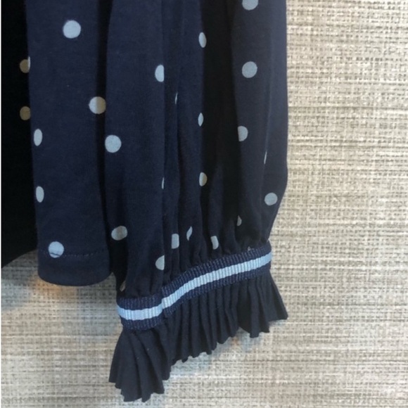 BODEN Navy Blue Polka Dot Ruffled Tie Blouse - Picture 4 of 4
